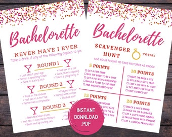 Bachelorette Party Games - Pink & Gold Bachelorette Drinking Games - Bachelorette Games - Drinking Games - Hen Party Games - Printable Games