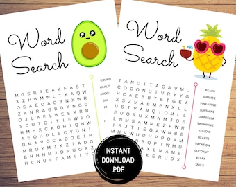 Wortsuchrätsel für Kinder: Ausdruckbare Aktivitätsseiten (Instant Download)