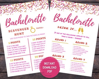 Bachelorette Party Games - Pink & Gold Bachelorette Drinking Games - Bachelorette Games - Drinking Games - Hen Party Games - Printable Games