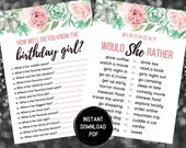Birthday Games: Would She Rather, Know the Birthday Girl (Digital Download)