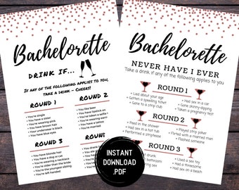 Bachelorette Party Games, Bachelorette Games, Drink If Game, Never Have I Ever, Rose Gold, Drinking Games, Hen Party Games, Instant Download