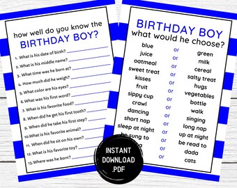 1st Birthday Party Games: Baby Trivia, What Would He Choose (Digital Download)