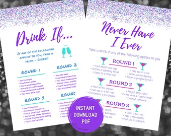 Drink If - Never Have I Ever - Drinking Games - Fun Party Games - Digital Drinking Game - Instant Download - Birthday Party Game - Printable