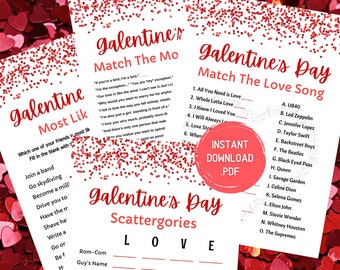 Valentine's Day Games - 4 Pack of Games - Valentine Party Printables Bundle - Instant Download - Valentines Ideas - Valentines Day Printable