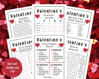 Valentine's Day Games Bundle, Printable Party Games, Valentine's Party Games, Valentines Games, Printable Party Games, Galentines Games
