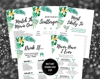 Adult Birthday Party Games: Drink If, Never Have I Ever (Printable Digital Download)