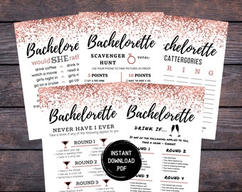 Printable Bachelorette Party Games, Rose Gold Bachelorette Party Games Bundle, Bachelorette Weekend Game Pack, Instant Download