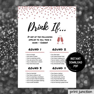 Rose Gold Birthday Drink If Game - Printable Birthday Games - Drink If Game - 30th Birthday Game - Rose Gold Party Games - Drinking Games