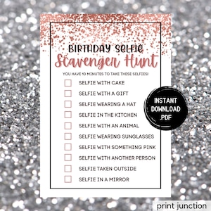 Teen Birthday Games, Teen Sleepover, Selfie Scavenger Hunt, Teen Scavenger Hunt, Teen Girl Birthday, Slumber Party Games, Instant Download