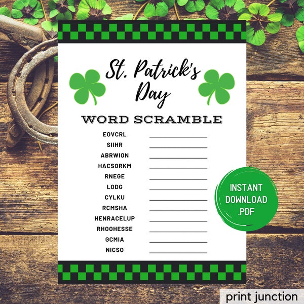St Patricks Day Word Scramble - Etsy