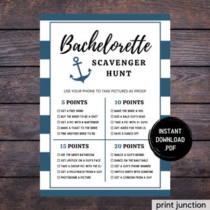 Nautical Bachelorette Scavenger Hunt, Bachelorette Party Games, Bachelorette Scavenger Hunt Printable, Bachelorette Games, Instant Download