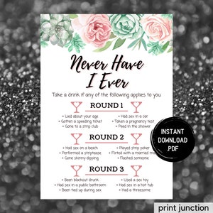 Never Have I Ever Game, Birthday Games, 30th Birthday Games, Printable Birthday Games, Adult Party Games, Zoom Games, Instant Download
