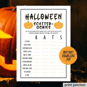 Halloween Games, Halloween Game Printable, Halloween Party Games, Halloween Scattergories, Fun Halloween Party Game, Instant Download