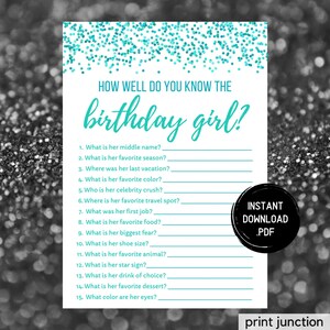 Who Knows The Birthday Girl Best - How Well Do You Know The Birthday Girl - Birthday Quiz Game - 30th Birthday Party Game - Printable Game