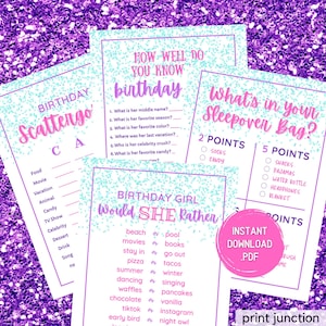Teen Birthday Party Games, Teen Slumber Party Games, Girls Birthday Sleepover Games, Tween Preteen Birthday Party Games, Instant Download