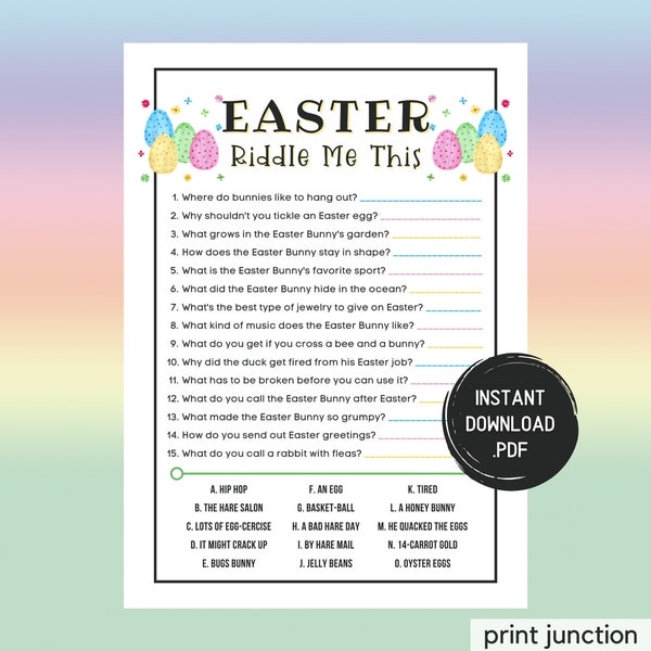 Easter Riddle Me This Trivia Game, Easter Trivia Game, Easter Printable Games, Spring Activities, Fun Easter Games, Instant Download