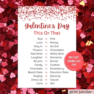 Valentine&#39;s Day Games - Galentines Party Printable - Galentine&#39;s Day Would You Rather - Valentines This Or That Game - Instant Download