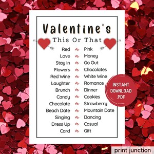 Valentines Day This Or That Game, Valentines Printable Game, Fun Valentine&#39;s Day Games, Galentine&#39;s Day, Party Games, Instant Download