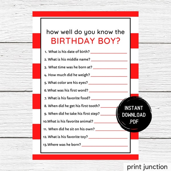 First Birthday Games, 1st Birthday Party Games, Who Knows Baby Best, Who Knows The Birthday Boy, 1st Birthday Games, Instant Download