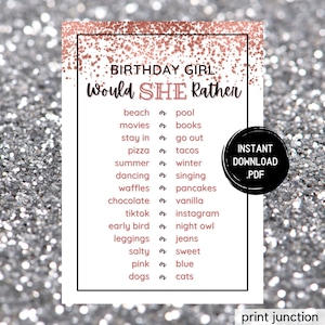 Teen Birthday Games, Would You Rather, This Or That Game, Girls Sleepover Birthday Party Games, Fun Slumber Party Games, Instant Download