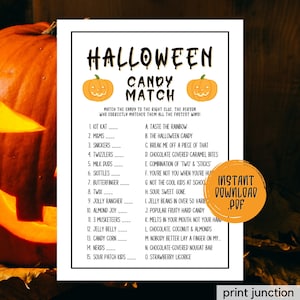 Halloween Candy Match Party Game, Halloween Games, Halloween Party Games, Halloween Candy Match Game, Match The Candy Game, Instant Download