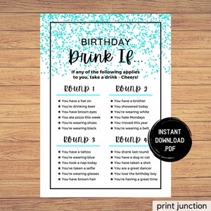 Adult Birthday Party Games, Drink If, Birthday Boy, Birthday Game For Men, Birthday Guy, Drinking Games, Adult Party Games, Instant Download