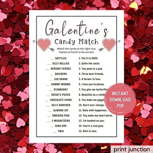 Galentines Day Candy Match Spiel, druckbares Galentines Day Spiel, Match The Candy Spiel, Valentinstag Party, Gesellschaftsspiele, Instant Download