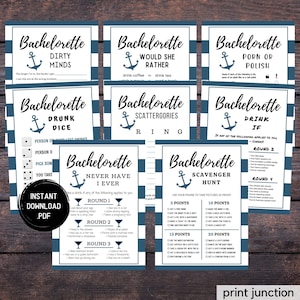 Bachelorette Party Games, Bachelorette Scavenger Hunt, Nautical Bachelorette Games, Lake Bachelorette, Nautical Bride, Instant Download