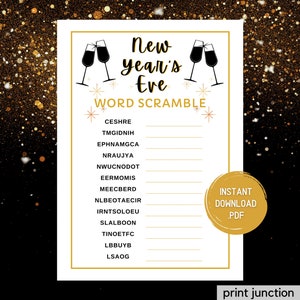 New Year&#39;s Eve Word Scramble Game: Printable NYE Party (Instant Download)
