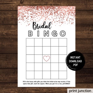 Juegos de despedida de soltera de oro rosa, bingo nupcial, tarjeta de bingo de despedida de soltera, bingo de novia, brunch de despedida de soltera, juegos imprimibles, descarga instantánea