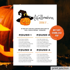Halloween Games - Halloween Party Games - Halloween Drink If Game - Adult Party Games - Halloween Printable Games - Instant Download