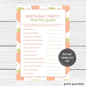 First Birthday Games, Strawberry Birthday, 1st Birthday Games, Find The Guest, First Birthday Party, 1st Birthday Party, Instant Download