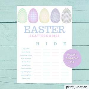 Easter Games - Easter Printable Game - Easter Scattergories - Easter Family Dinner Games - Fun Easter Printable Games - Instant Download
