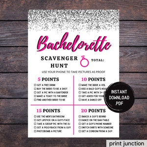 Bachelorette Scavenger Hunt Game, Printable Bachelorette Party Game, Bachelorette Games, Instant Download, Bachelorette Photo Challenge