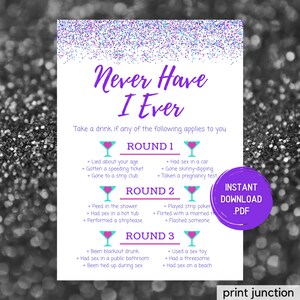 Drinking Games - Never Have I Ever - Adult Party Games - Adult Birthday Games - Adult Games - Drinking Game - Adult Party Game - Printable