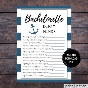 Nautical Bachelorette Dirty Minds, Bachelorette Party Games, Bachelorette Games, Nautical Hen Party, Hen Party Games, Instant Download
