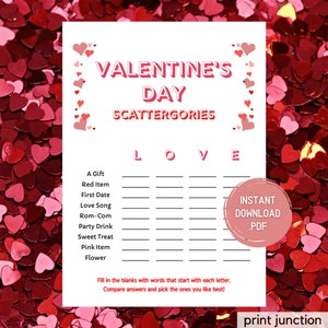 Valentines Day Scattergories, Galentines Party Printable, Valentines Scattergories, Instant Download, Valentines Ideas, Virtual Galentines