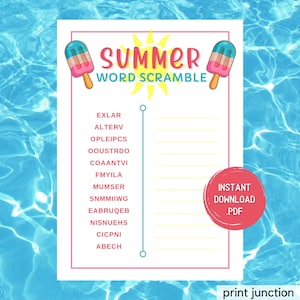 Summer Word Scramble, Summer Games, Summer Fun Games, Summer Party Games, Summer Activities, Fun Summer Games, Summertime, Instant Download