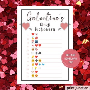 Galentines Day Emoji Pictionary Game, Fun Galentines Party, Fun Galentine&#39;s Day Printable Games, Galentines Emoji Game, Instant Download