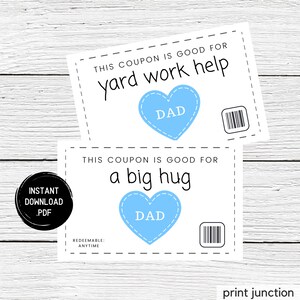Fathers Day Coupons - Father&#39;s Day Coupon Book - Father&#39;s Day - Gift for Dad - Present for Dad - Fathers Day Vouchers - Instant Download