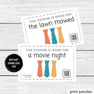 Fathers Day Coupons - Father&#39;s Day Coupon Book - Father&#39;s Day - Gift for Dad - Present for Dad - Fathers Day Vouchers - Instant Download