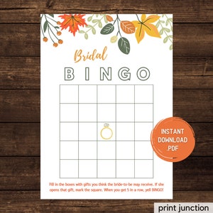 Fall Bridal Shower Games - Autumn Bridal Shower Games - Bridal Shower Autumn Game - Bridal Shower Fall Game - Fall Bridal Bingo - Printable