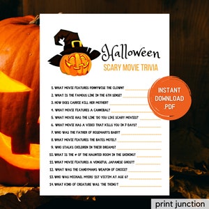 Halloween Trivia Game - Halloween Printable Games - Scary Movie Trivia Game - Horror Movie Trivia Game - Scary Movie Quiz - Digital Download