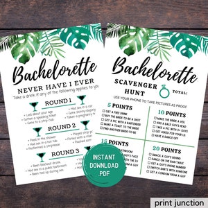 Bachelorette Party Game Printable - Bachelorette Scavenger Hunt - Bachelorette Never Have I Ever Game - Hen Party Games - Digital Download