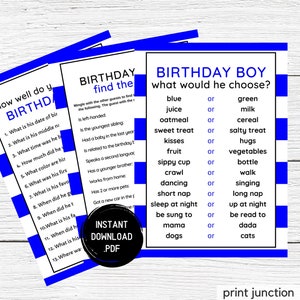 First Birthday Games, Who Knows Baby Best, Who Knows The Birthday Boy, 1st Birthday Party Games, First Birthday Party Game, Instant Download