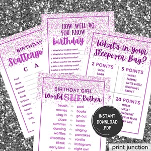 Teen Birthday Party Games, Teen Slumber Party Games, Girls Birthday Sleepover Games, Tween Preteen Birthday Party Games, Instant Download