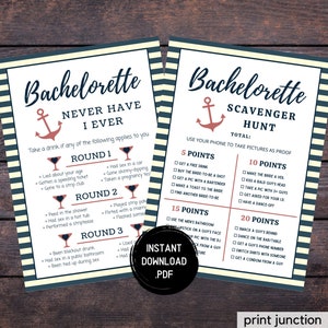 Nautical Bachelorette Party, Bachelorette Games, Bachelorette Scavenger Hunt, Bachelorette Party Games, Drinking Games, Instant Download