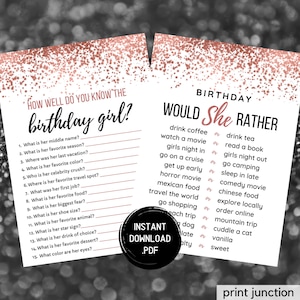 Would She Rather Who Knows the Birthday Girl Best How Well - Etsy