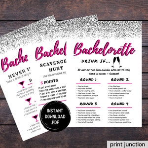 Pink Bachelorette Games, Fun Bachelorette Party Games, Drinking Games, Hen Party Games, Printable Games, Instant Download