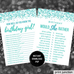 Who Knows The Birthday Girl Best - How Well Do You Know The Birthday Girl - Birthday Would She Rather - Printable 30th Birthday Party Games
